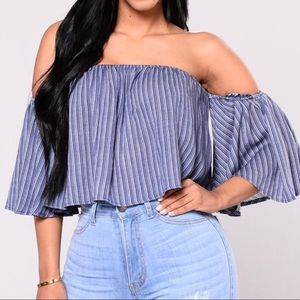 Fashion Nova Deep In Myself Top Denim Size S